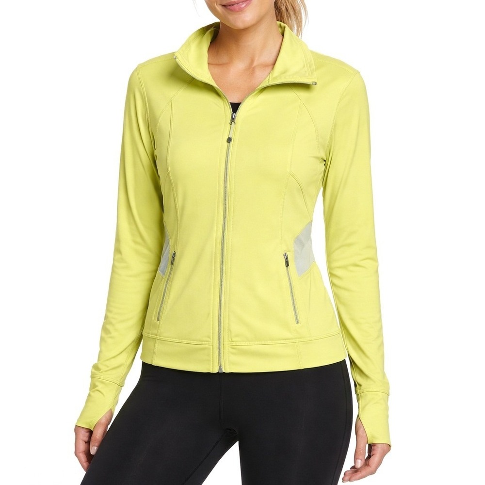 Tangerine Womens Lime Green Full Zip Mesh Panel Active Jacket Large RN 88814